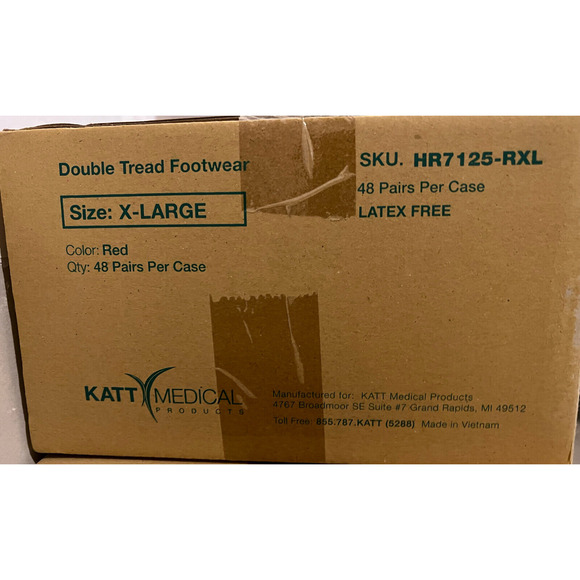 Anti Slip Hospital Socks 48 Katt Unisex Medical RED Size Extra Large Medical New - Picture 4 of 4